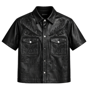 Leather button down