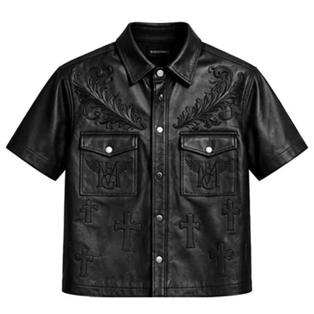 Leather button down